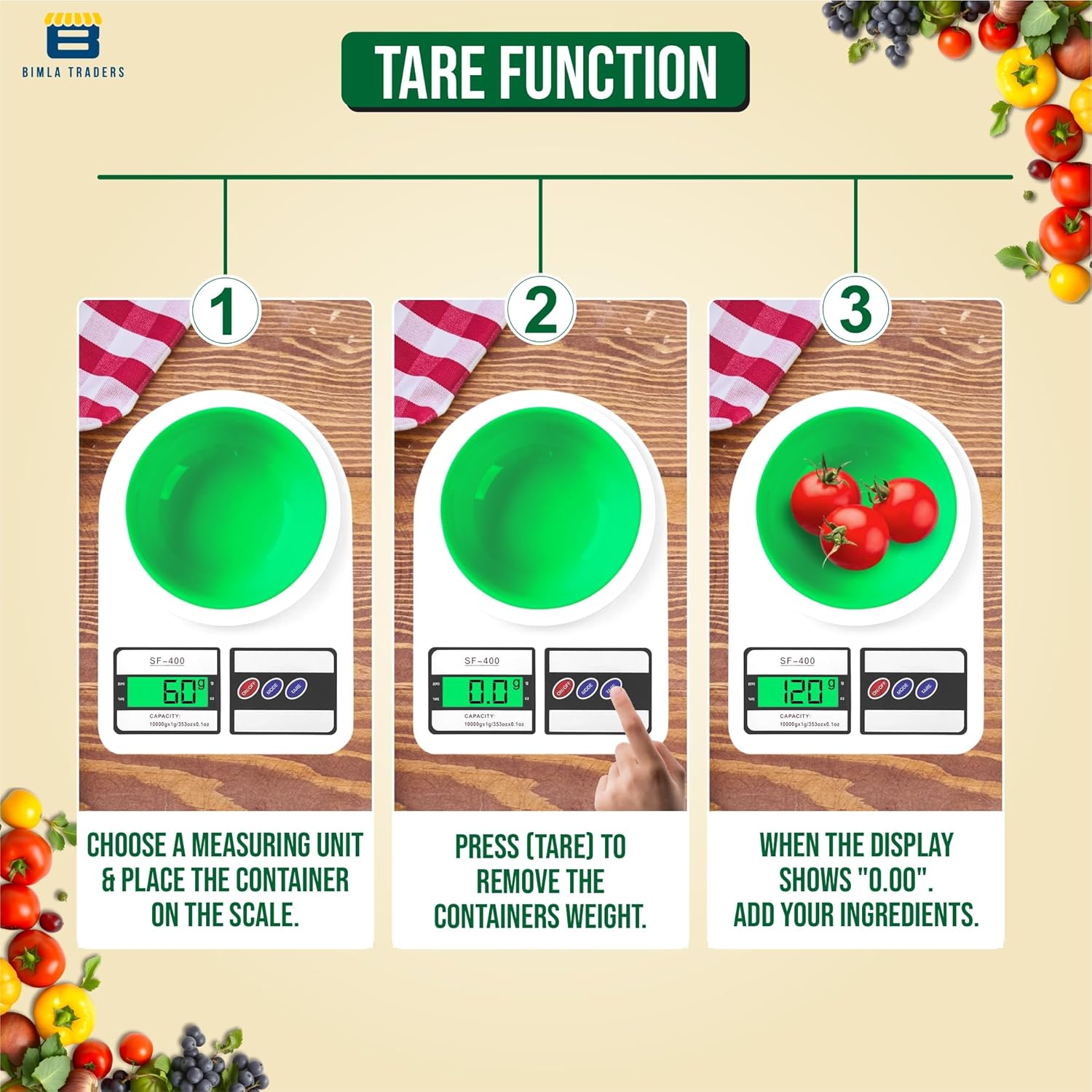 Btag Digital Kitchen Food Weighing Scale For Healthy Living, Home Baking, Cooking, Fitness & Balanced Diet. | Weighing Scale With Digital Display SF 400 10Kg x 1gms (SF_400_WHT) - Image 4