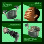 boAt Airdopes 219, 4Mics ENx Tech, 40 Hrs Battery, Best in Segment for Calling, Free Music Streaming,13mm Drivers, Bluetooth Earbuds, TWS Ear Buds Wireless Earphones with mic (Forest Sage) - Image 3