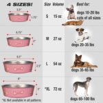 Loving Pets Bella Dog Bowls- Stainless Steel Dog & Cat Bowls - Spill Proof Dog Food Bowl, Cat Bowl, Puppy Essentials & Pet Supplies Great for Home & Travel (Large 35-65 lbs, Coastal Pink) - Image 5