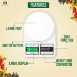 Btag Digital Kitchen Food Weighing Scale For Healthy Living, Home Baking, Cooking, Fitness & Balanced Diet. | Weighing Scale With Digital Display SF 400 10Kg x 1gms (SF_400_WHT) - Image 2