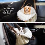 ClevaHome Small Dog Car Seat & Travel Carrier & Pet Bed, Soft Fleece Interior for Dogs up to 10lbs, Stylish Pet Travel Tote for Indoor and Outdoor Use - Image 2