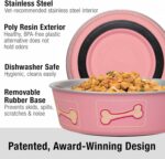 Loving Pets Bella Dog Bowls- Stainless Steel Dog & Cat Bowls - Spill Proof Dog Food Bowl, Cat Bowl, Puppy Essentials & Pet Supplies Great for Home & Travel (Large 35-65 lbs, Coastal Pink) - Image 2