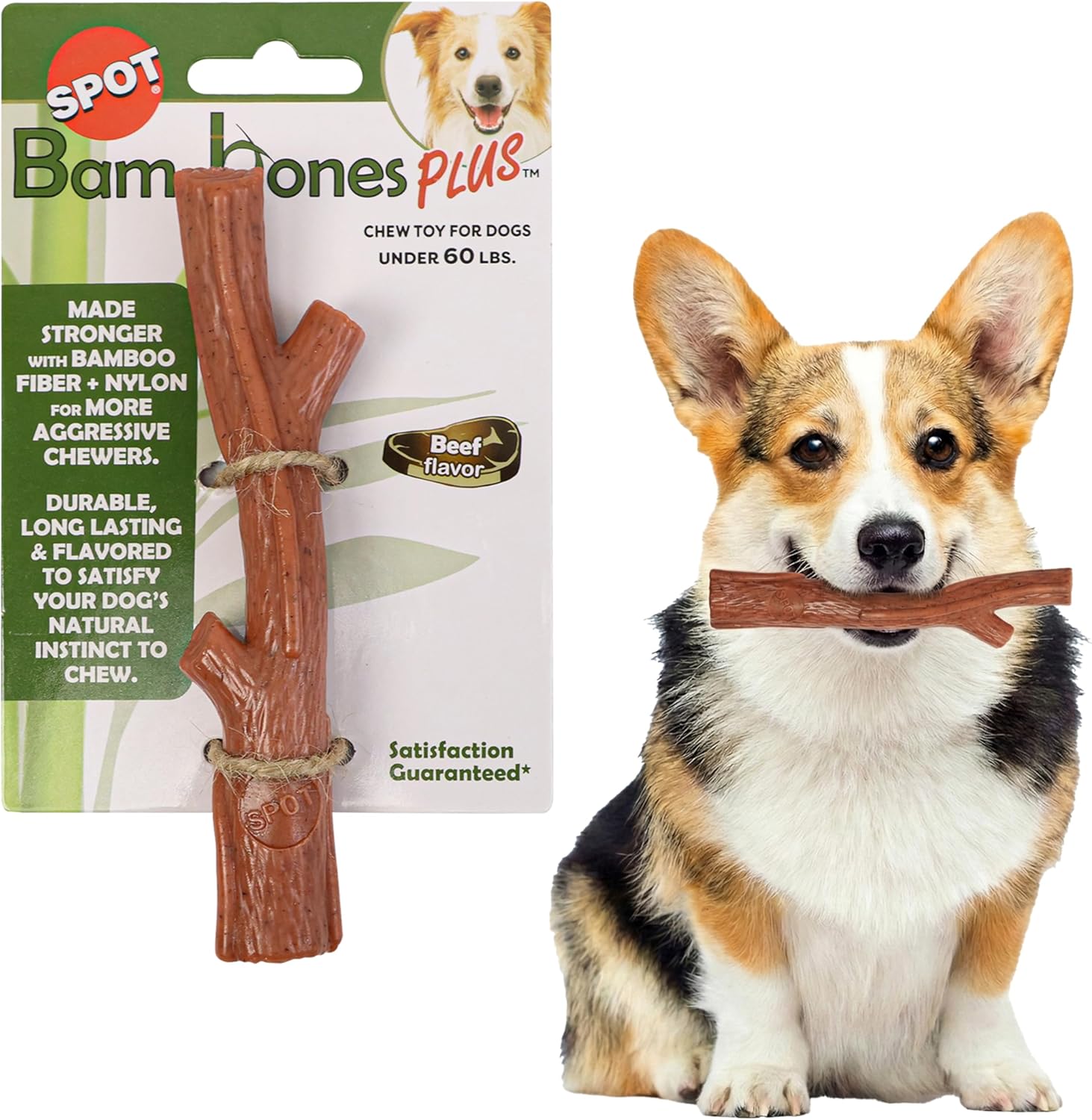 SPOT Bam-Bones Plus Branch -Bamboo Fiber & Nylon, Durable Long *