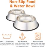 Amazon Basics Stainless Steel Non-Skid Dog Water And Food Bowls, Dishwasher Safe, Rust Resistant, 38oz Capacity, 10 x 2.8 Inches, 2-Pack - Image 3