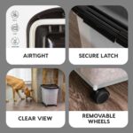 IRIS USA Airtight Dog Food Storage Container, WeatherPro, Up to 25 lbs, Removable Wheels, for Dog Cat Bird and Other Pet Food Storage Bin, Keep Fresh, Translucent Body, Made in USA, Clear/Black - Image 5