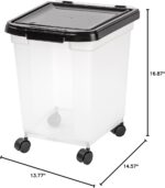 IRIS USA Airtight Dog Food Storage Container, WeatherPro, Up to 25 lbs, Removable Wheels, for Dog Cat Bird and Other Pet Food Storage Bin, Keep Fresh, Translucent Body, Made in USA, Clear/Black - Image 12