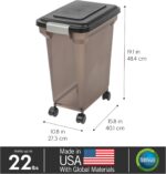 IRIS USA 22 Lbs / 28 Qt WeatherPro Airtight Pet Food Storage Container with Attachable Casters, For Dog Cat Bird and Other Pet Food Storage Bin, Keep Fresh, Easy Mobility, BPA Free, Smoke - Image 3