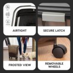 IRIS USA 22 Lbs / 28 Qt WeatherPro Airtight Pet Food Storage Container with Attachable Casters, For Dog Cat Bird and Other Pet Food Storage Bin, Keep Fresh, Easy Mobility, BPA Free, Smoke - Image 4