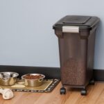 IRIS USA 22 Lbs / 28 Qt WeatherPro Airtight Pet Food Storage Container with Attachable Casters, For Dog Cat Bird and Other Pet Food Storage Bin, Keep Fresh, Easy Mobility, BPA Free, Smoke - Image 5