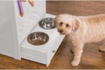 zoovilla Windsor Pet Feeders with storage - dog bowl stand, pet feeder station, White 13.78?D x 24.02?W x 35.04?H - Image 4