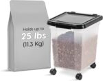 IRIS USA Airtight Dog Food Storage Container, WeatherPro, Up to 25 lbs, Removable Wheels, for Dog Cat Bird and Other Pet Food Storage Bin, Keep Fresh, Translucent Body, Made in USA, Clear/Black - Image 2