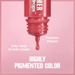 Revlon Glimmer Blush Drops, Liquid Blush for Cheeks, Liquid to Velvety Powder Finish, Glowy, High Pigment, 102 Pink It Over, 0.32 fl oz - Image 5