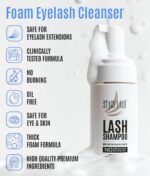 STACY LASH Eyelash Extension Shampoo + Brush / 1.69 fl.oz / 50ml / Eyelid Foaming Cleanser/Wash for Extensions & Natural Lashes/Safe Makeup Remover/Supplies for Professional & Home Use - Image 4