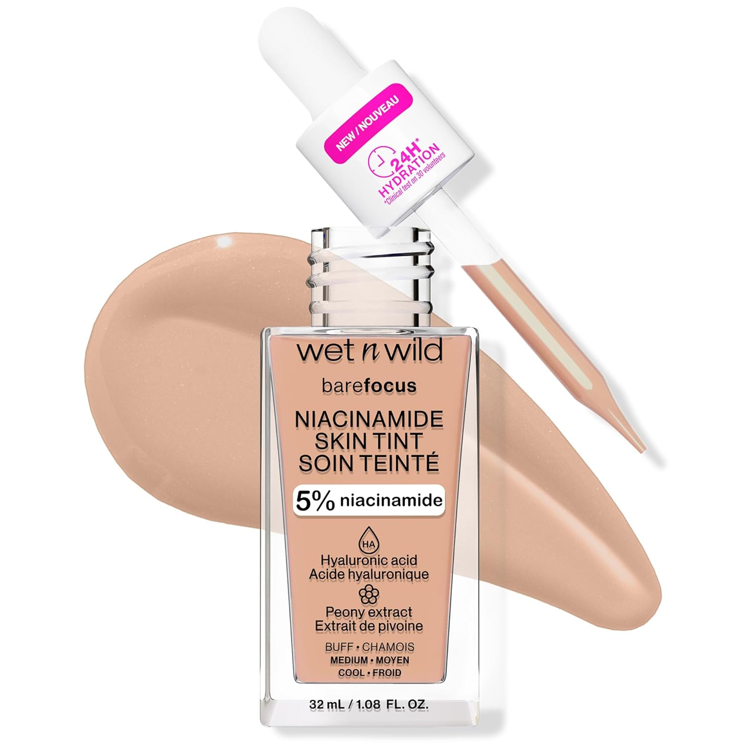 wet n wild Bare Focus Skin Tint, 5% Niacinamide Enriched, cosmetics